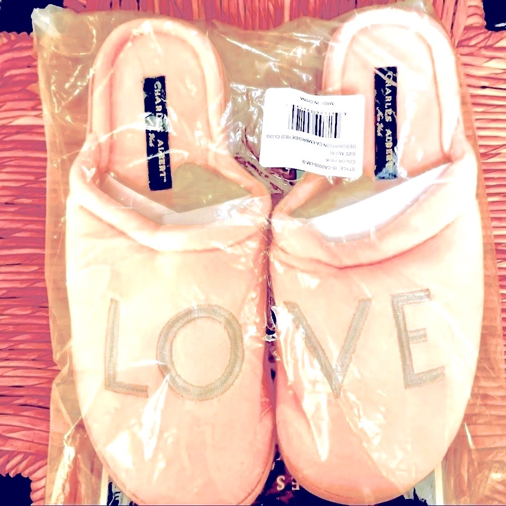 NWT Charles Albert Pink LOVE Slippers